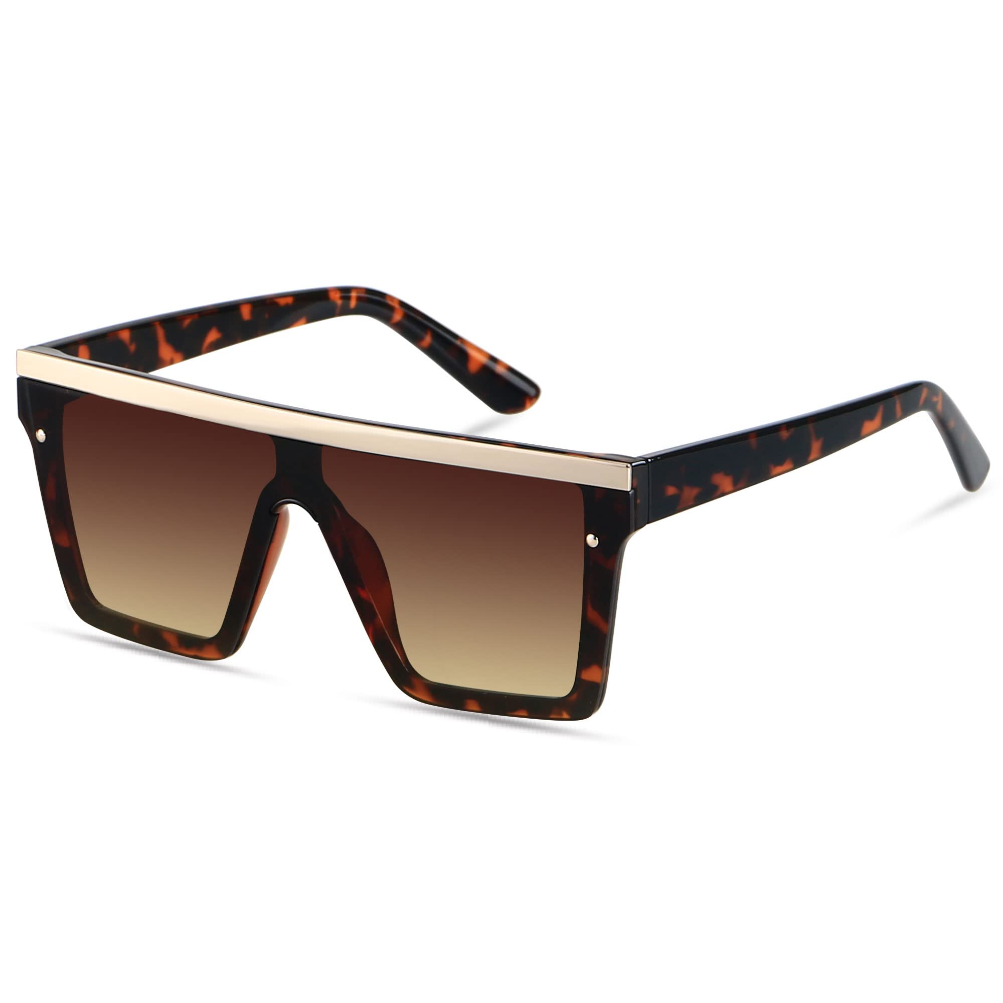 LYZOIT Square Oversized Sunglasses for Women Men Big Flat Top Fashion Shield Large UV Protection Rimless Shades