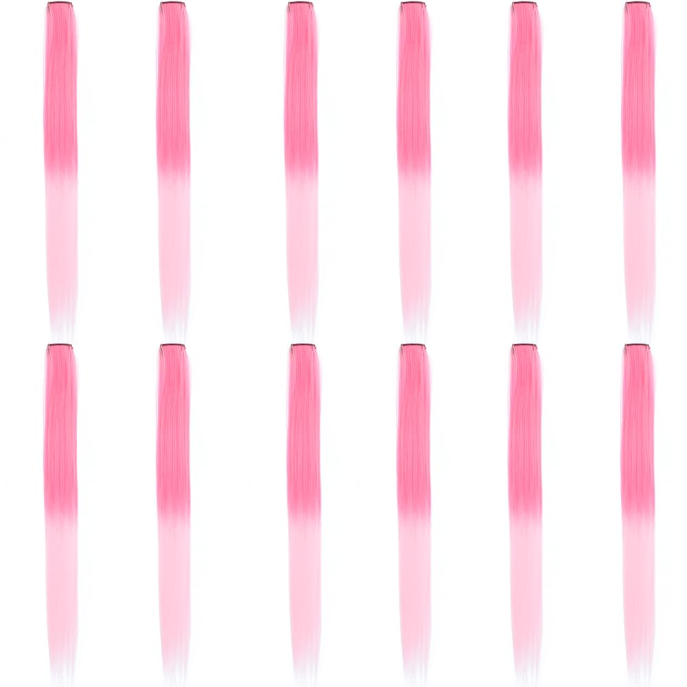 12 Pcs Pink Clip-In Hair Extensions – 22