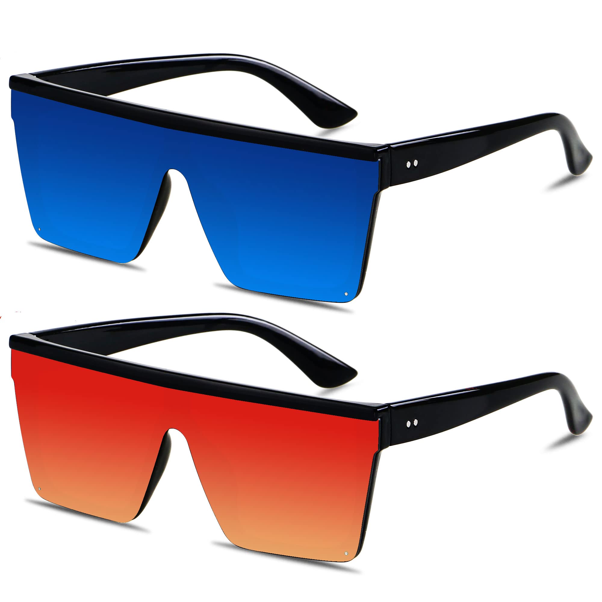 LYZOIT Square Oversized Sunglasses for Women Men Big Flat Top Fashion Shield Large UV Protection Rimless Shades