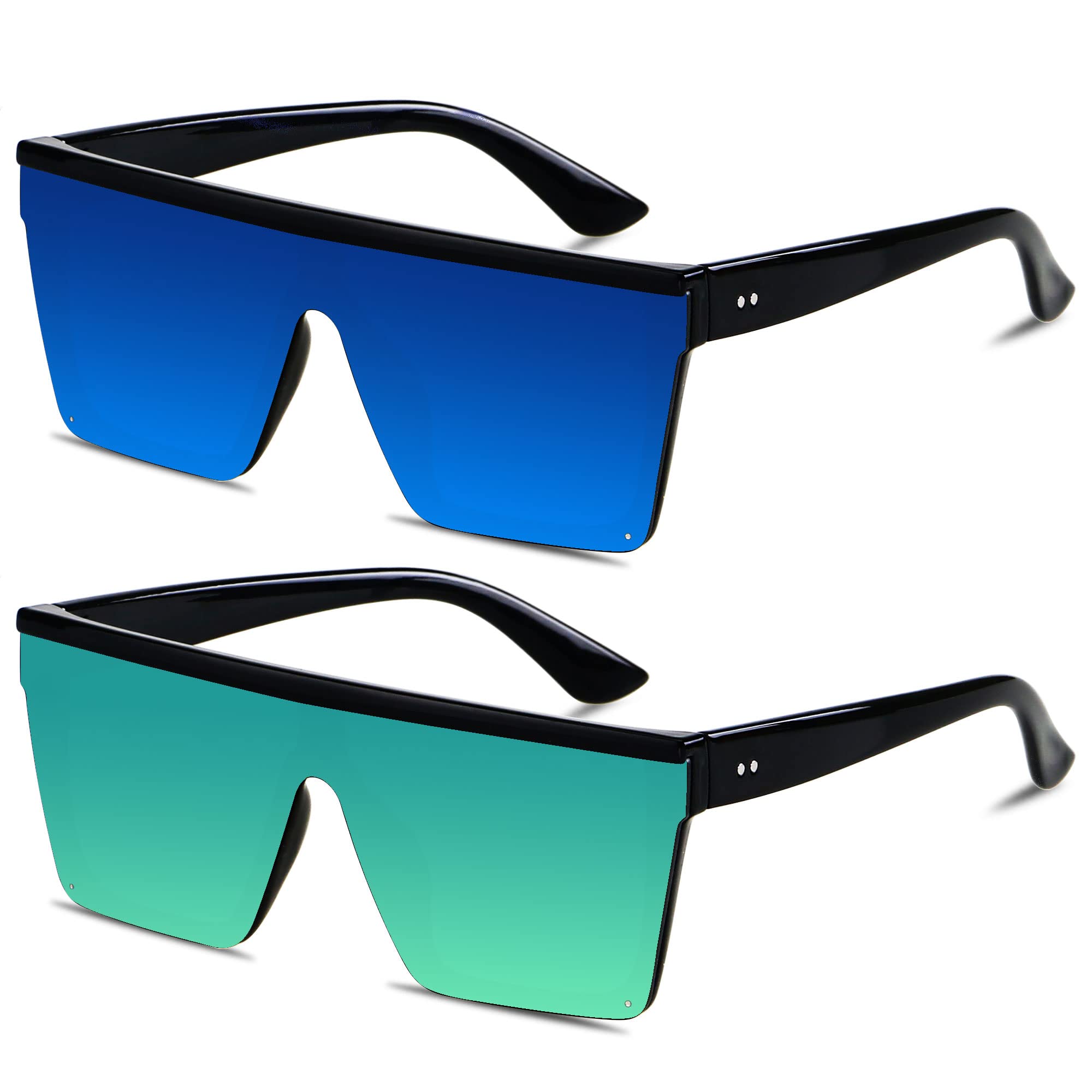 LYZOIT Square Oversized Sunglasses for Women Men Big Flat Top Fashion Shield Large UV Protection Rimless Shades