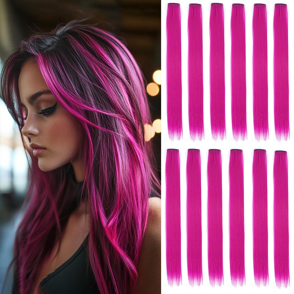 12 Pcs Pink Clip-In Hair Extensions – 22