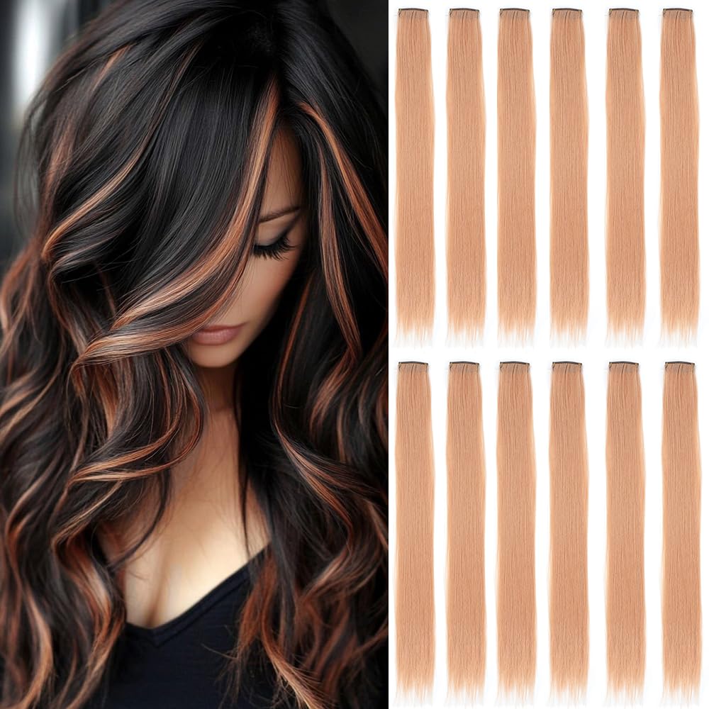 12 Pcs Pink Clip-In Hair Extensions – 22