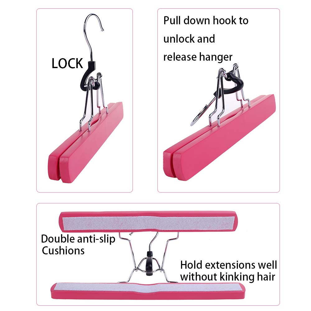 1-Pack Pink Hair Extension & Wig Hanger with Storage Bag – Travel Carrier for Hairpieces & Bundles
