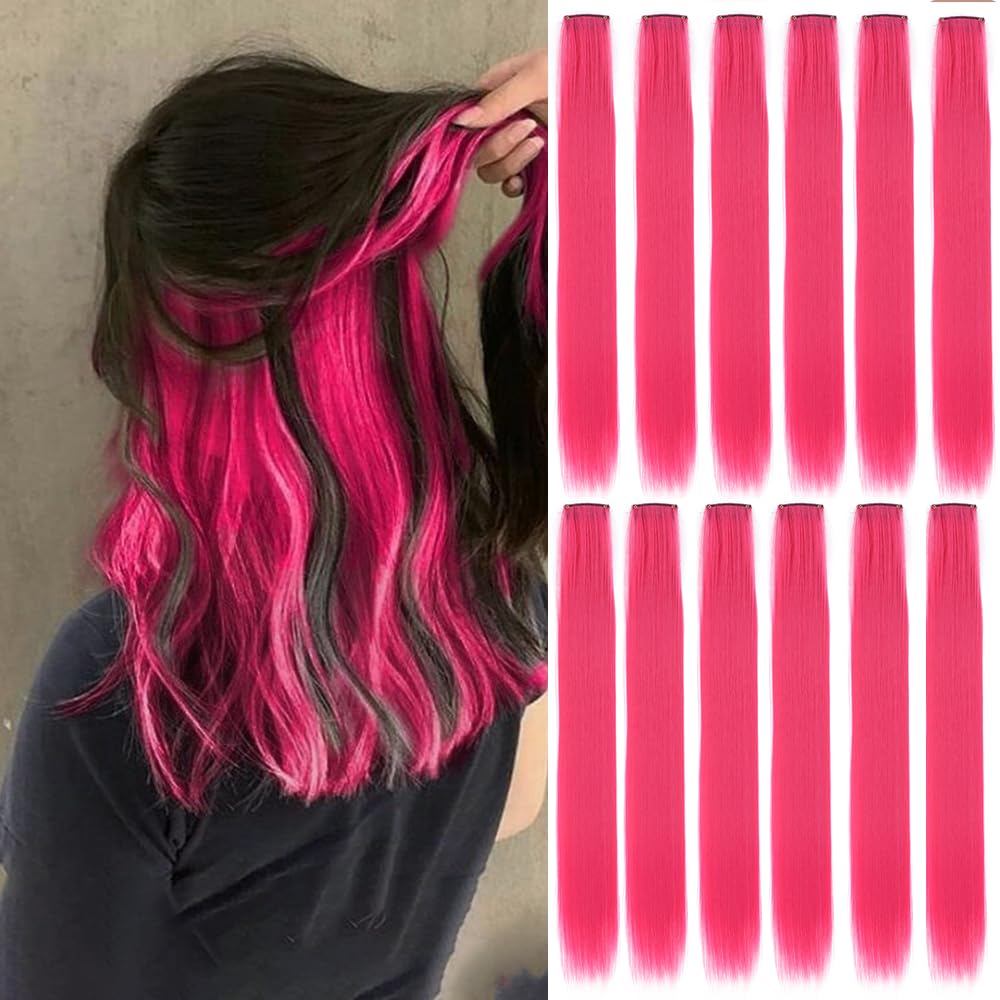 12 Pcs Pink Clip-In Hair Extensions – 22