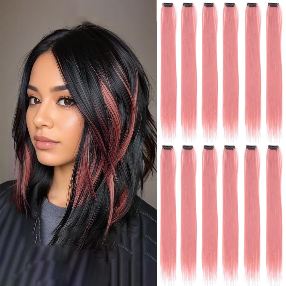 12 Pcs Pink Clip-In Hair Extensions – 22