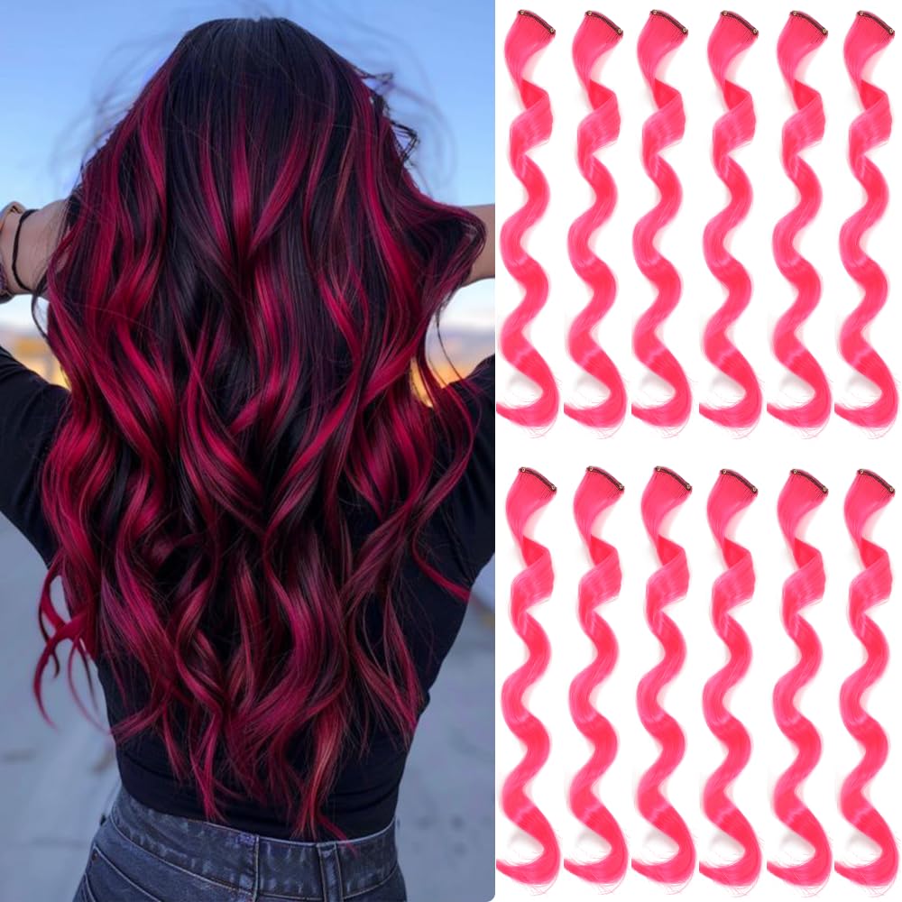 12 Pcs Pink Clip-In Hair Extensions – 22