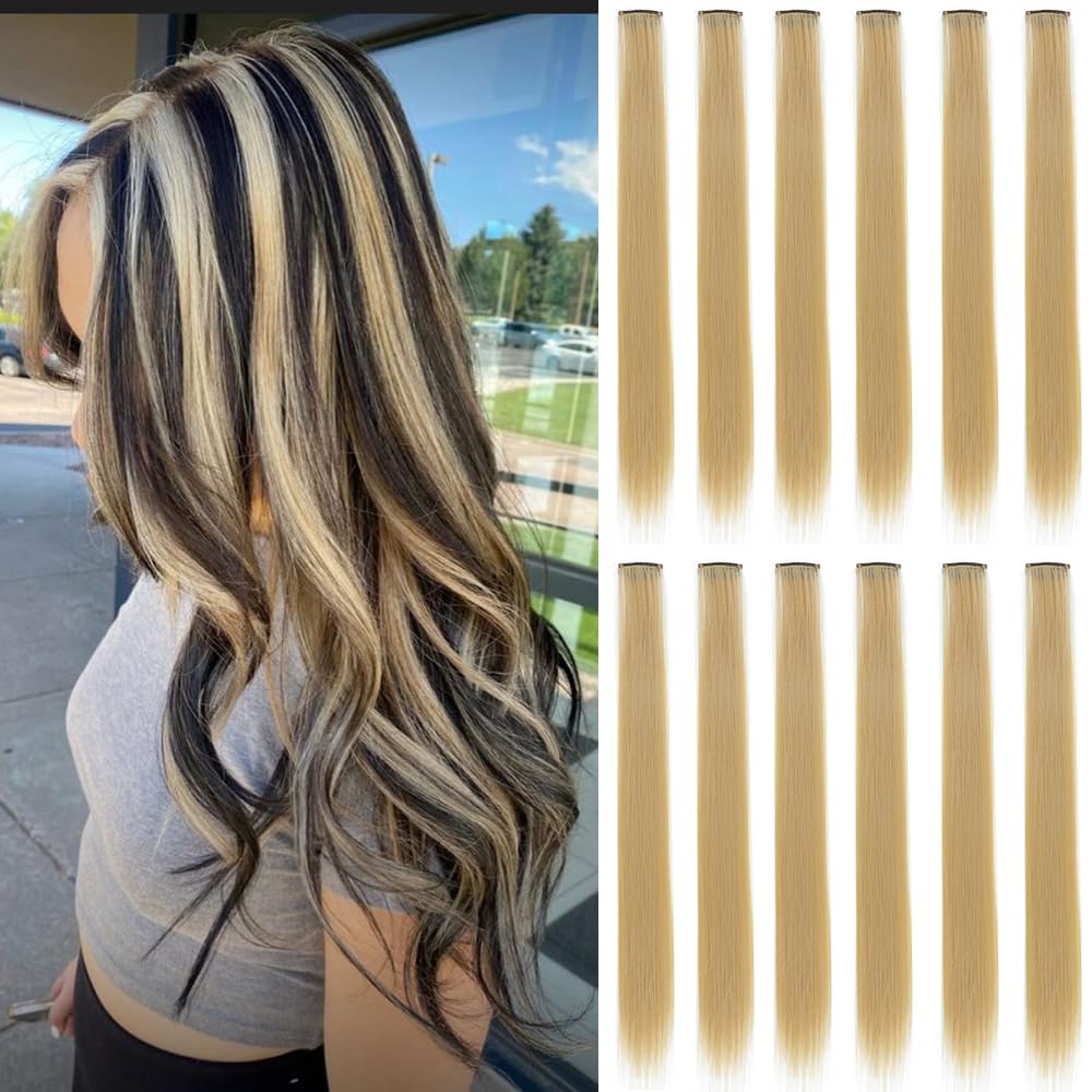12 Pcs Pink Clip-In Hair Extensions – 22