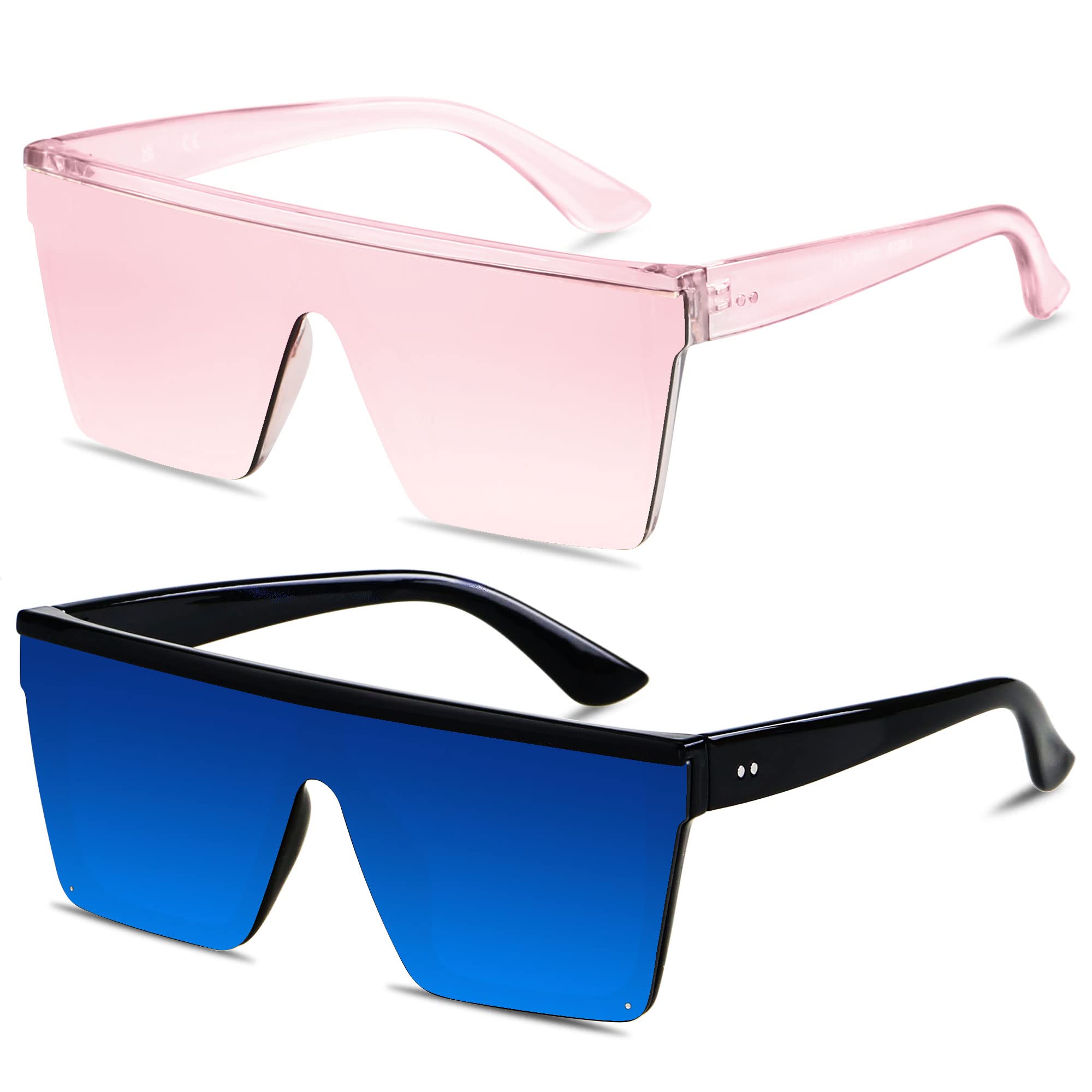 LYZOIT Square Oversized Sunglasses for Women Men Big Flat Top Fashion Shield Large UV Protection Rimless Shades