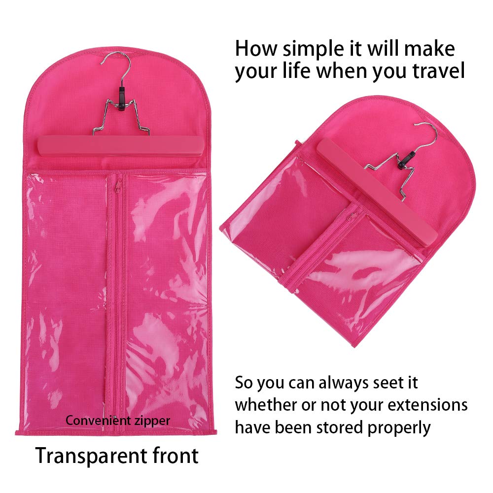 1-Pack Pink Hair Extension & Wig Hanger with Storage Bag – Travel Carrier for Hairpieces & Bundles