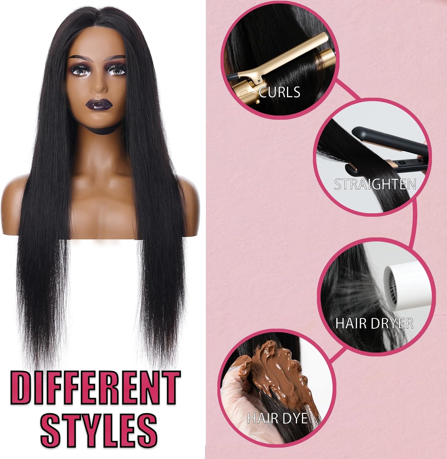 VTKXGG Lace Front Wig 13x6 Straight Human Hair Wig for Women Long Natural Black Human Hair 180% Density Lace Frontal Human Wigs for Black Women Peruque Femme Cheveux Humain (16 Inch)