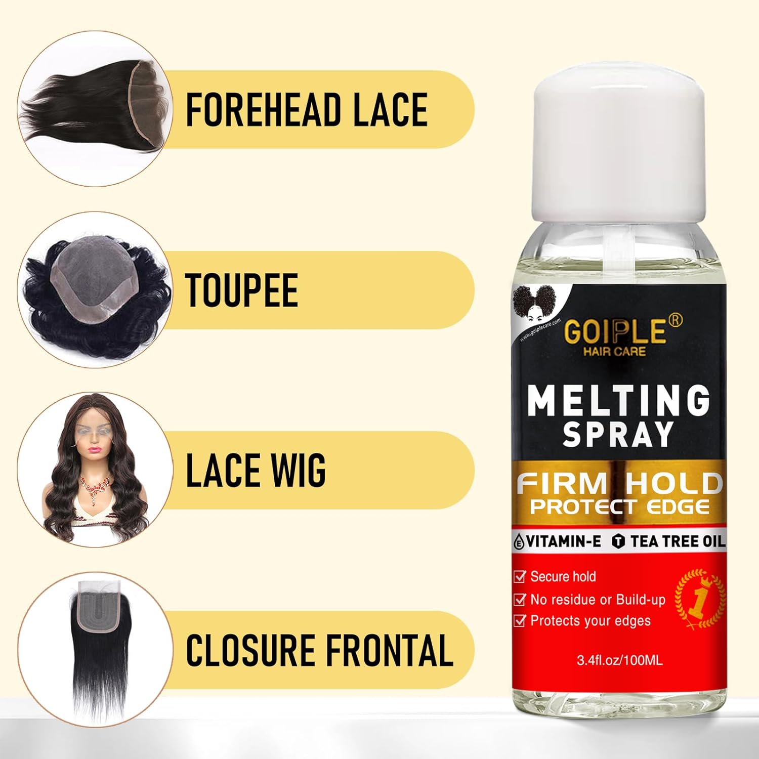 Lace Tint Melting Hair Mousse, Lace Tint Mousse for Women Hair Wigs Wigs Toupees and Hairpieces Natural Finishing Color, Melting Spray Tool Set (Medium Brown)