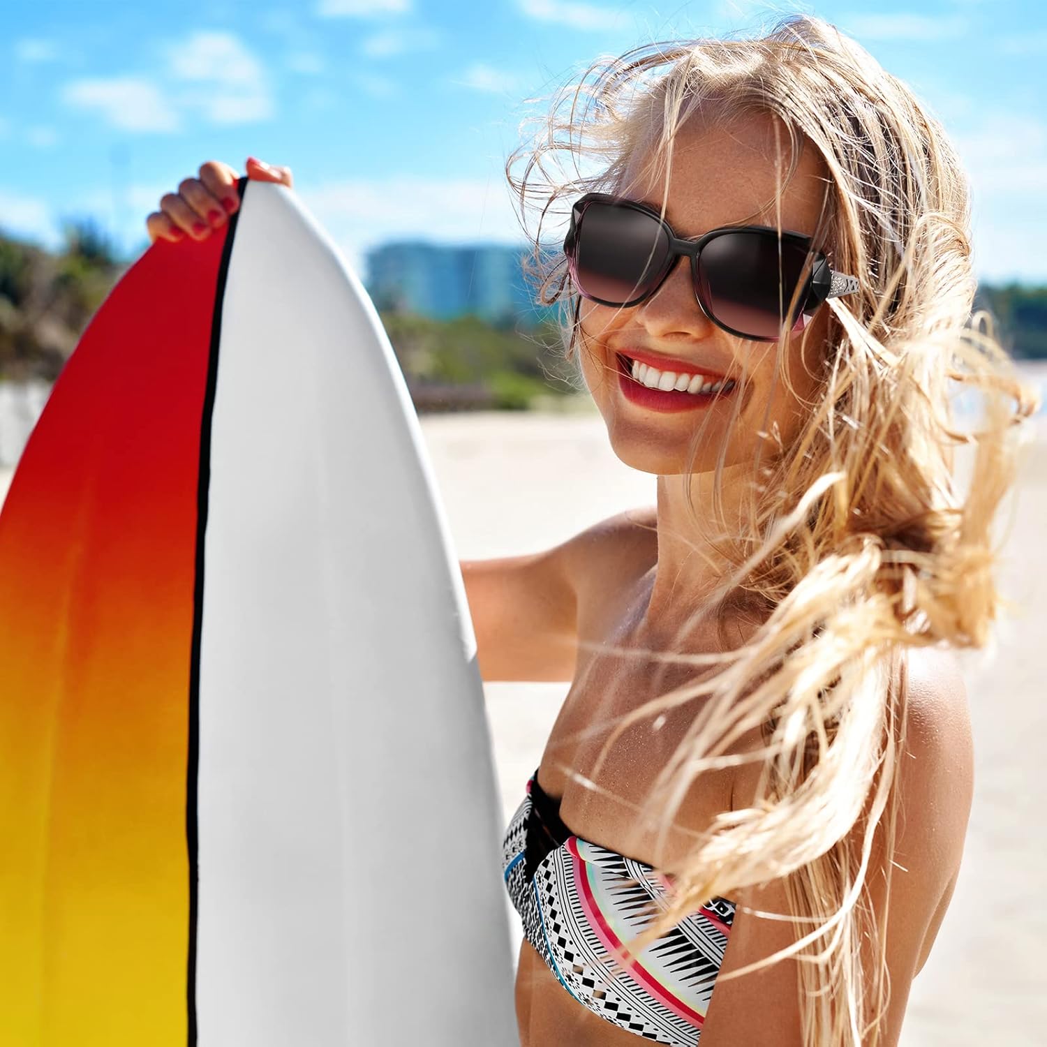 4 Pcs Women Large Sunglasses, UV 400 Glasses Oversized Polarized Sunglasses Classic Trend Ladies Sunglasses Sparkling Large Frame Sunglasses for Women