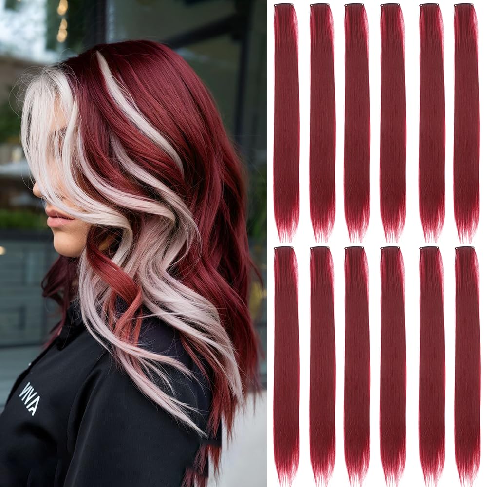 12 Pcs Pink Clip-In Hair Extensions – 22