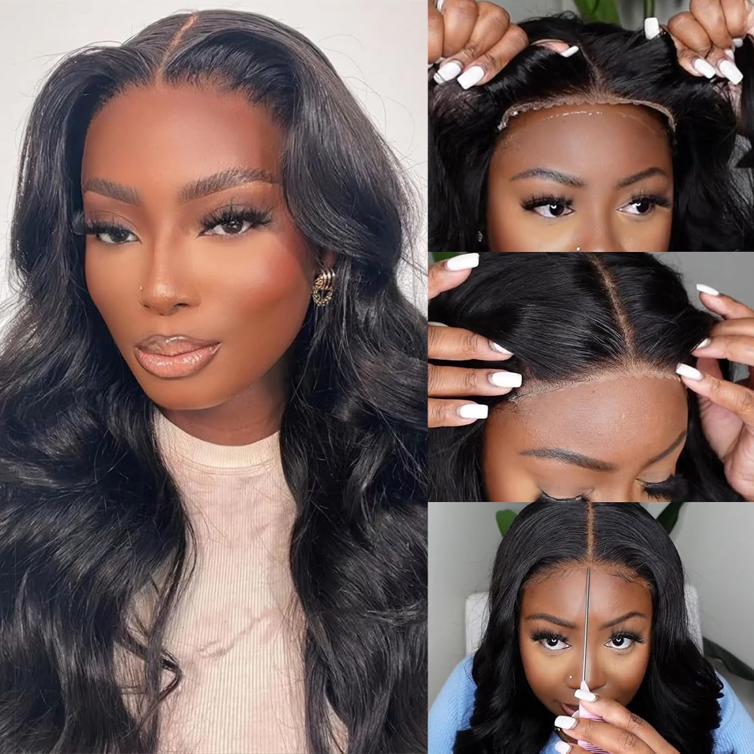 Glueless Wigs Human Hair Pre Plucked 5×5 Precut Lace Front Body Wave Glueless Wigs for Women Human Hair 180% Density No Glue Beginners Friendly 3 Seconds to Wear 24Inch