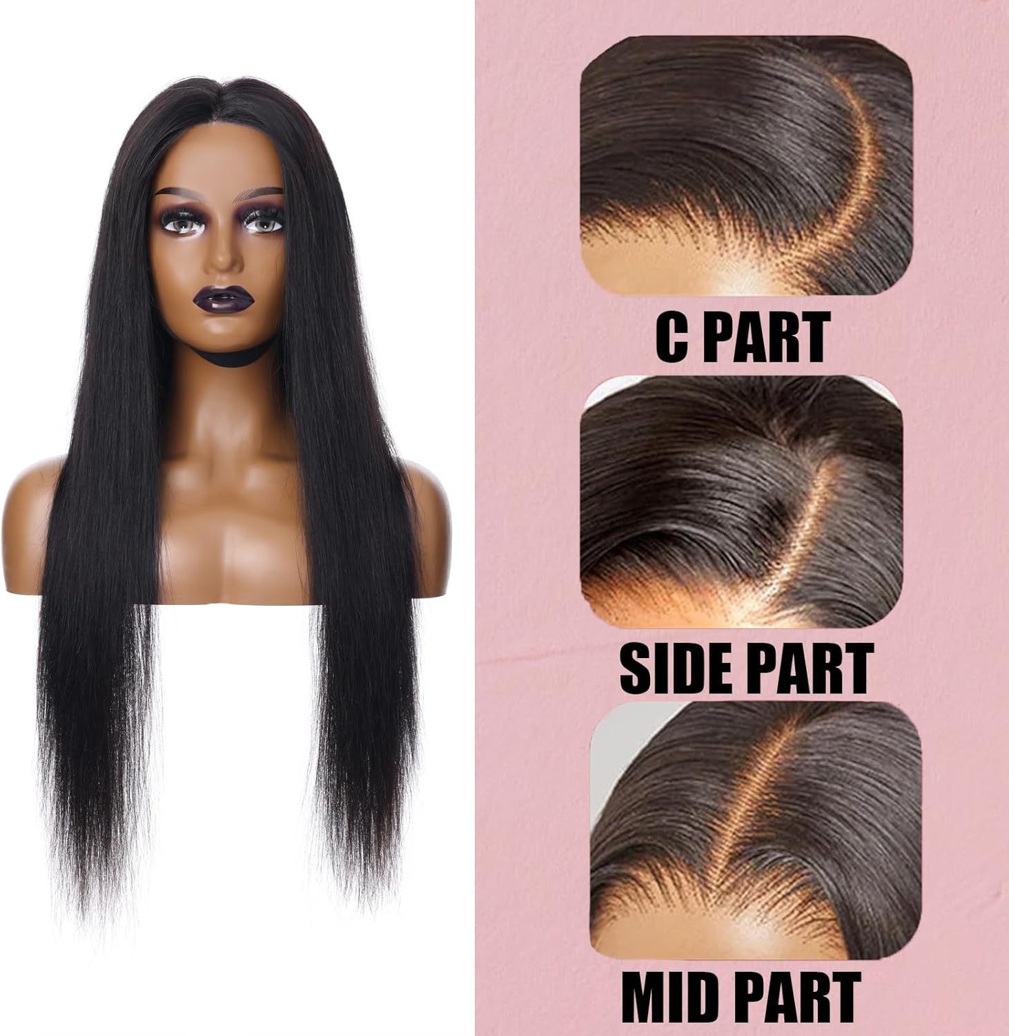 VTKXGG Lace Front Wig 13x6 Straight Human Hair Wig for Women Long Natural Black Human Hair 180% Density Lace Frontal Human Wigs for Black Women Peruque Femme Cheveux Humain (16 Inch)