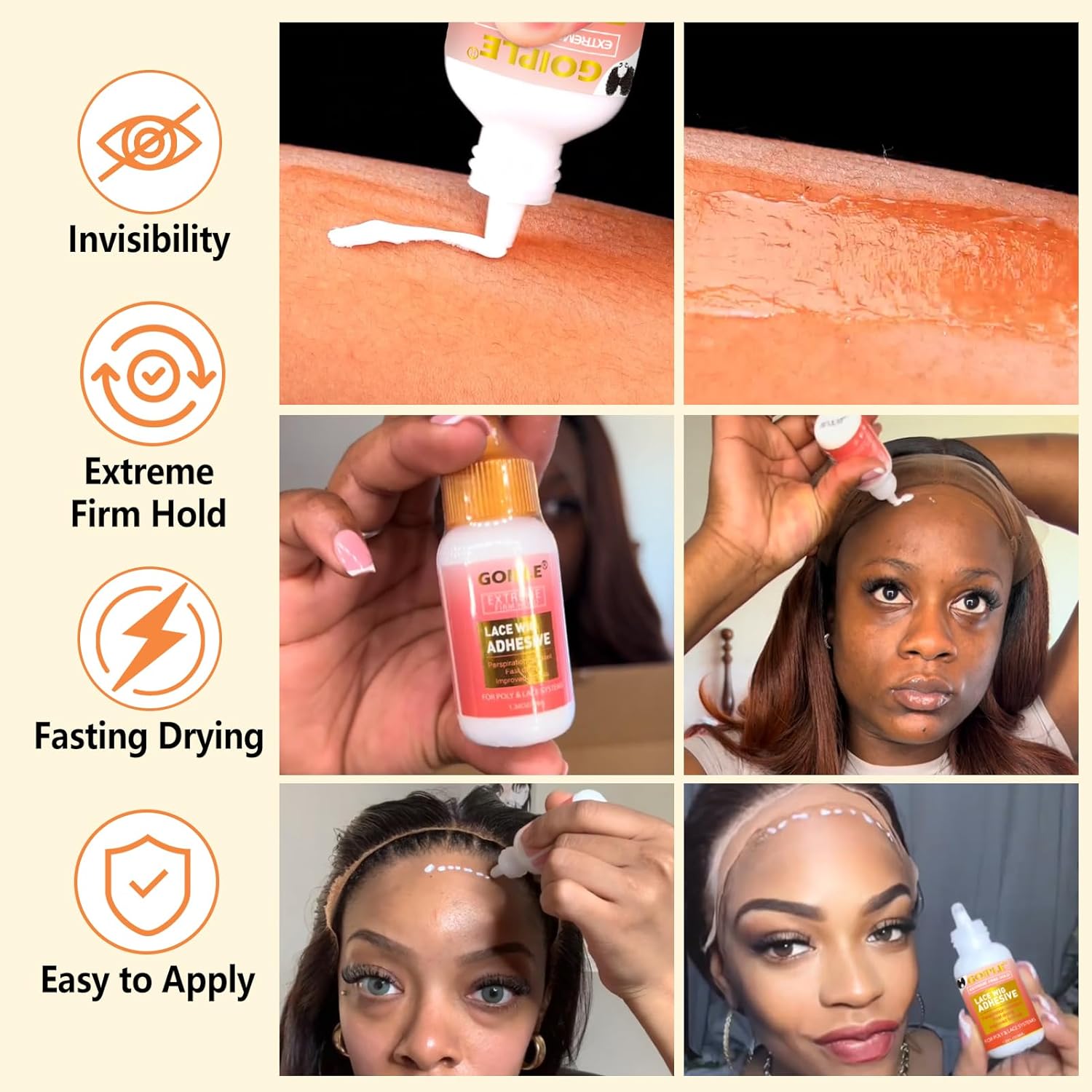 Lace Tint Melting Hair Mousse, Lace Tint Mousse for Women Hair Wigs Wigs Toupees and Hairpieces Natural Finishing Color, Melting Spray Tool Set (Medium Brown)