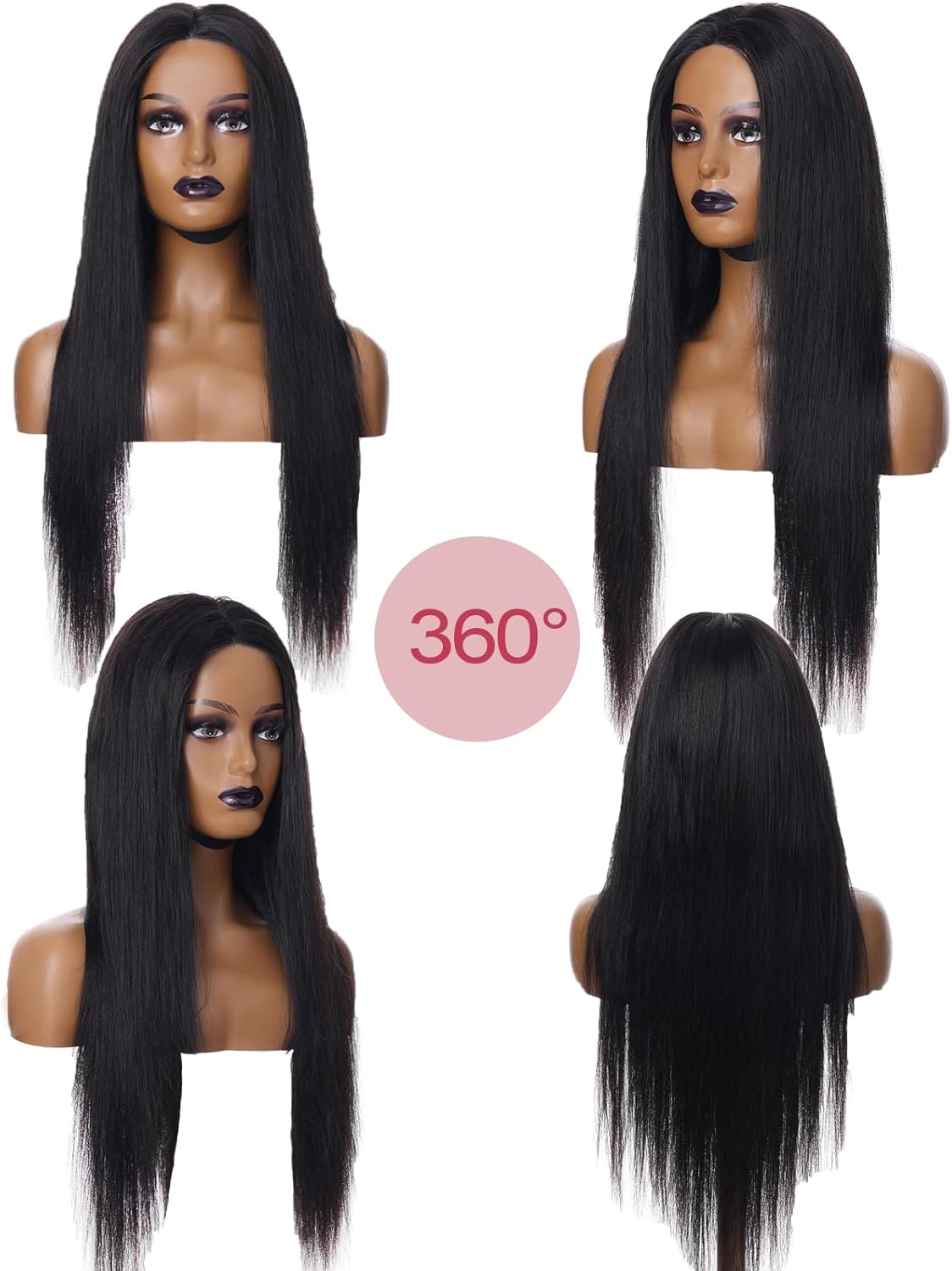 VTKXGG Lace Front Wig 13x6 Straight Human Hair Wig for Women Long Natural Black Human Hair 180% Density Lace Frontal Human Wigs for Black Women Peruque Femme Cheveux Humain (16 Inch)
