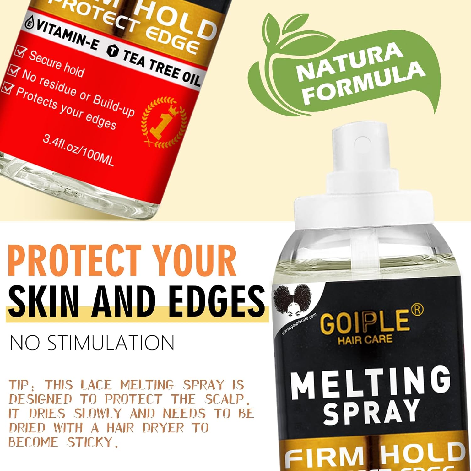 Lace Tint Melting Hair Mousse, Lace Tint Mousse for Women Hair Wigs Wigs Toupees and Hairpieces Natural Finishing Color, Melting Spray Tool Set (Medium Brown)