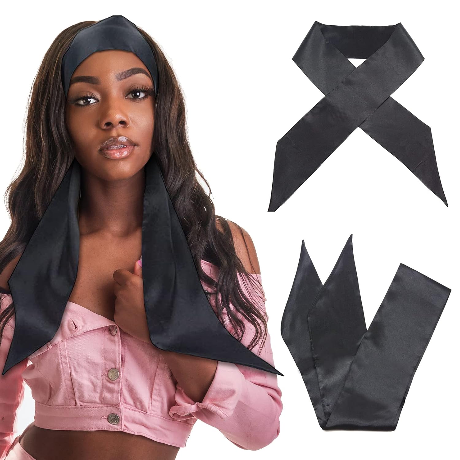 Wig Accessory Essentials Kit Lace Front Wig Glue & Remover, Wig Caps, Elastic Band, Hair Wax Stick, Edge Control, Edge Brush, Hair Shear Dermaplanning Razor Tool and Edge Scarf - 12PCS