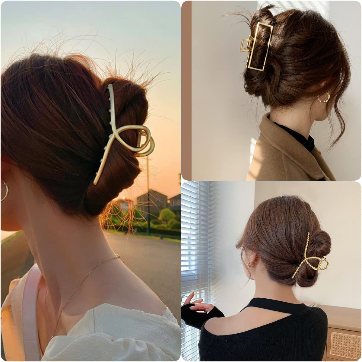Halloween 3PCS Spider Hair Claw Clips for Women, Gothic Black Metal with Pearl Charms, Large & Medium, Thick Hair Styling Tool, Holiday Gift (Black Gun)
