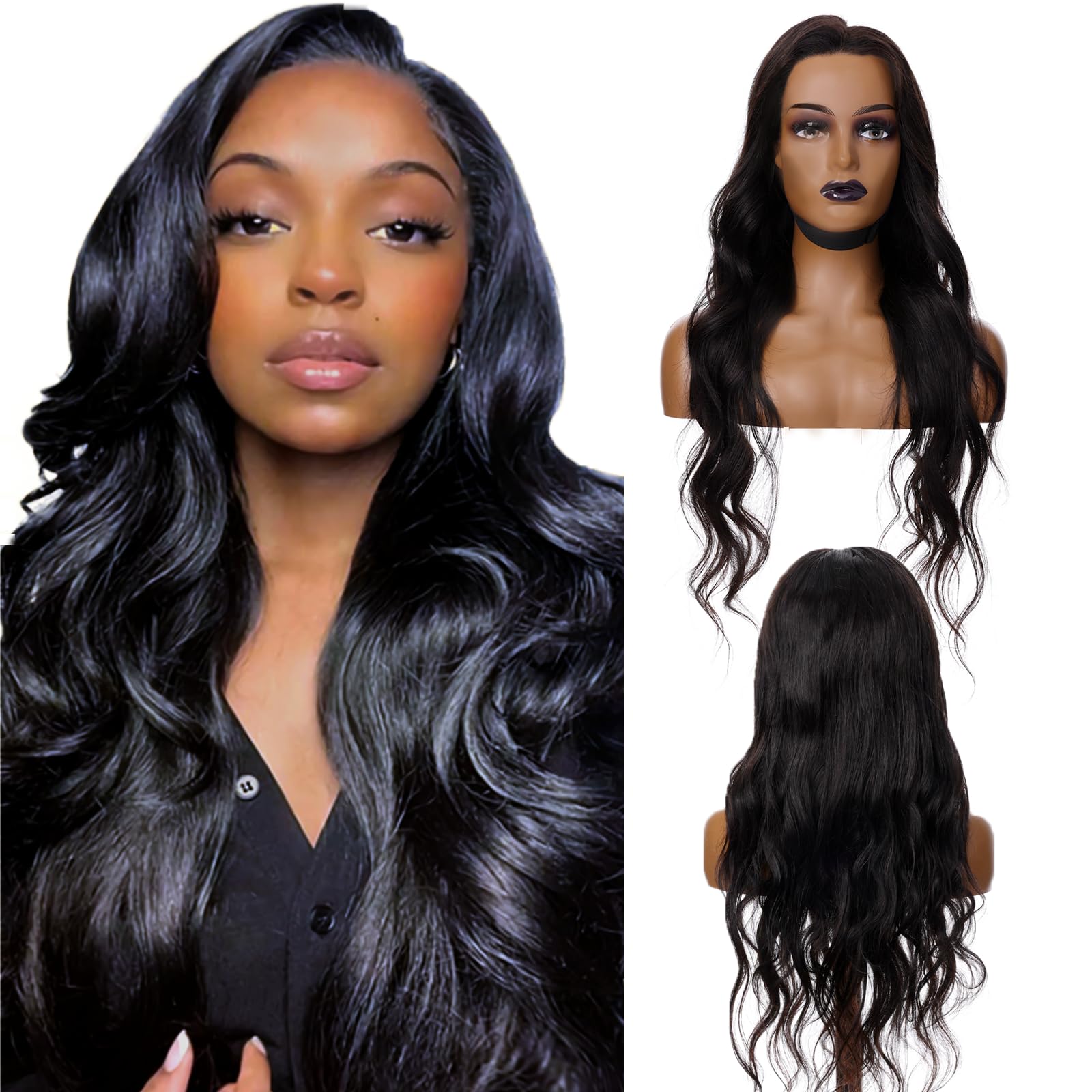 VTKXGG Lace Front Wig 13x6 Straight Human Hair Wig for Women Long Natural Black Human Hair 180% Density Lace Frontal Human Wigs for Black Women Peruque Femme Cheveux Humain (16 Inch)