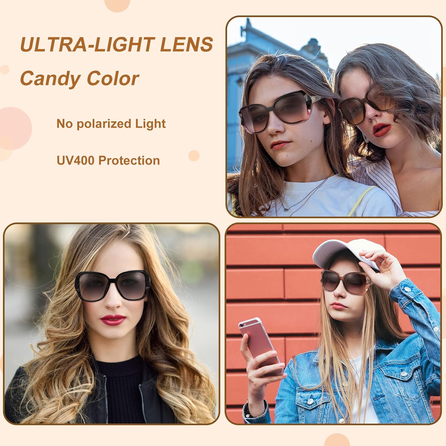 4 Pcs Women Large Sunglasses, UV 400 Glasses Oversized Polarized Sunglasses Classic Trend Ladies Sunglasses Sparkling Large Frame Sunglasses for Women