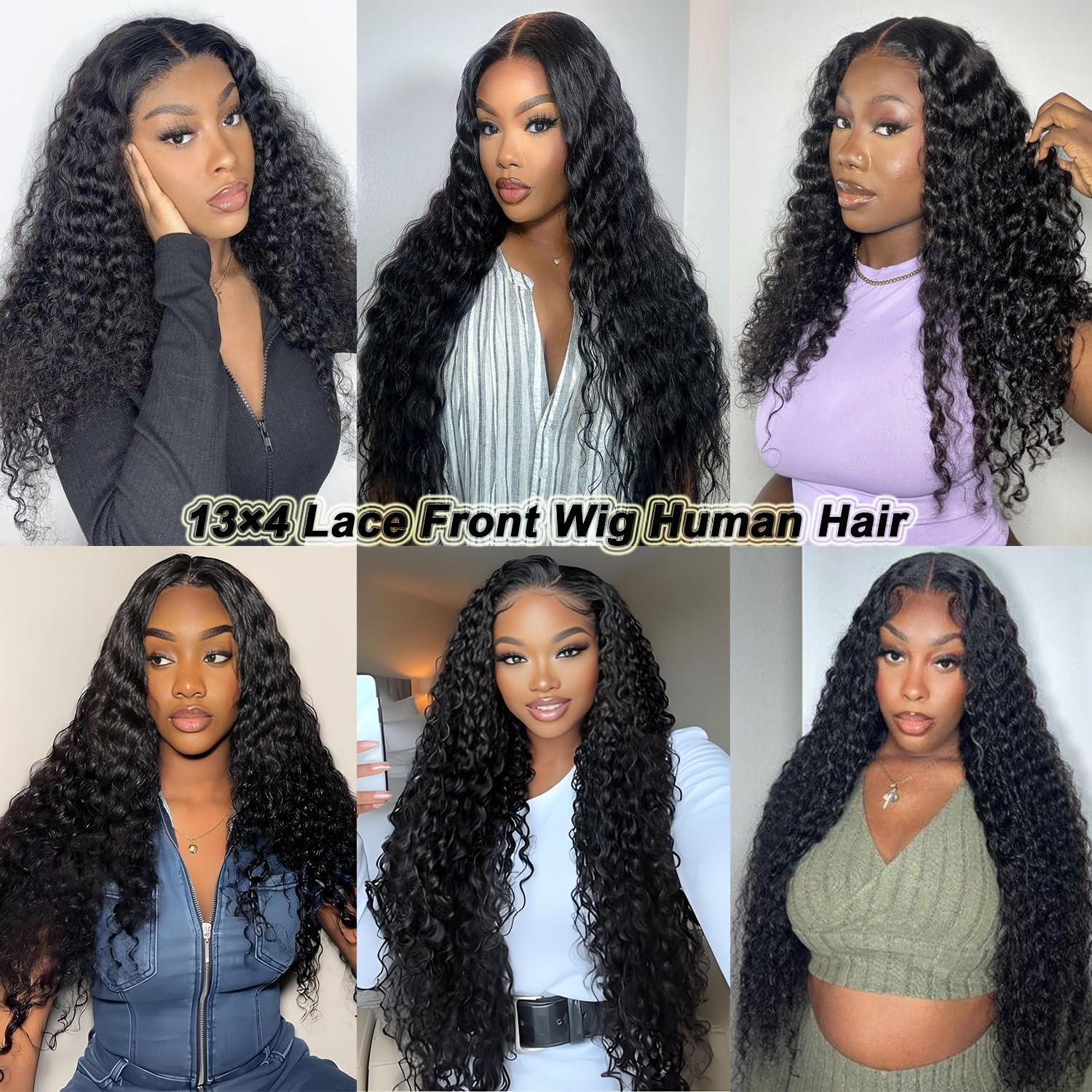 18 Inch Deep Wave Lace Front Wigs Human Hair 13x4 Middle Brown Lace Frontal Wig for Black Women 180% Density Wet and Wavy Wig with Baby Hair Natural Color